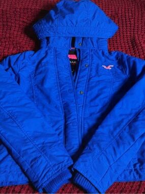 Hollister Bright Royal Blue Hooded Puffer Jacket